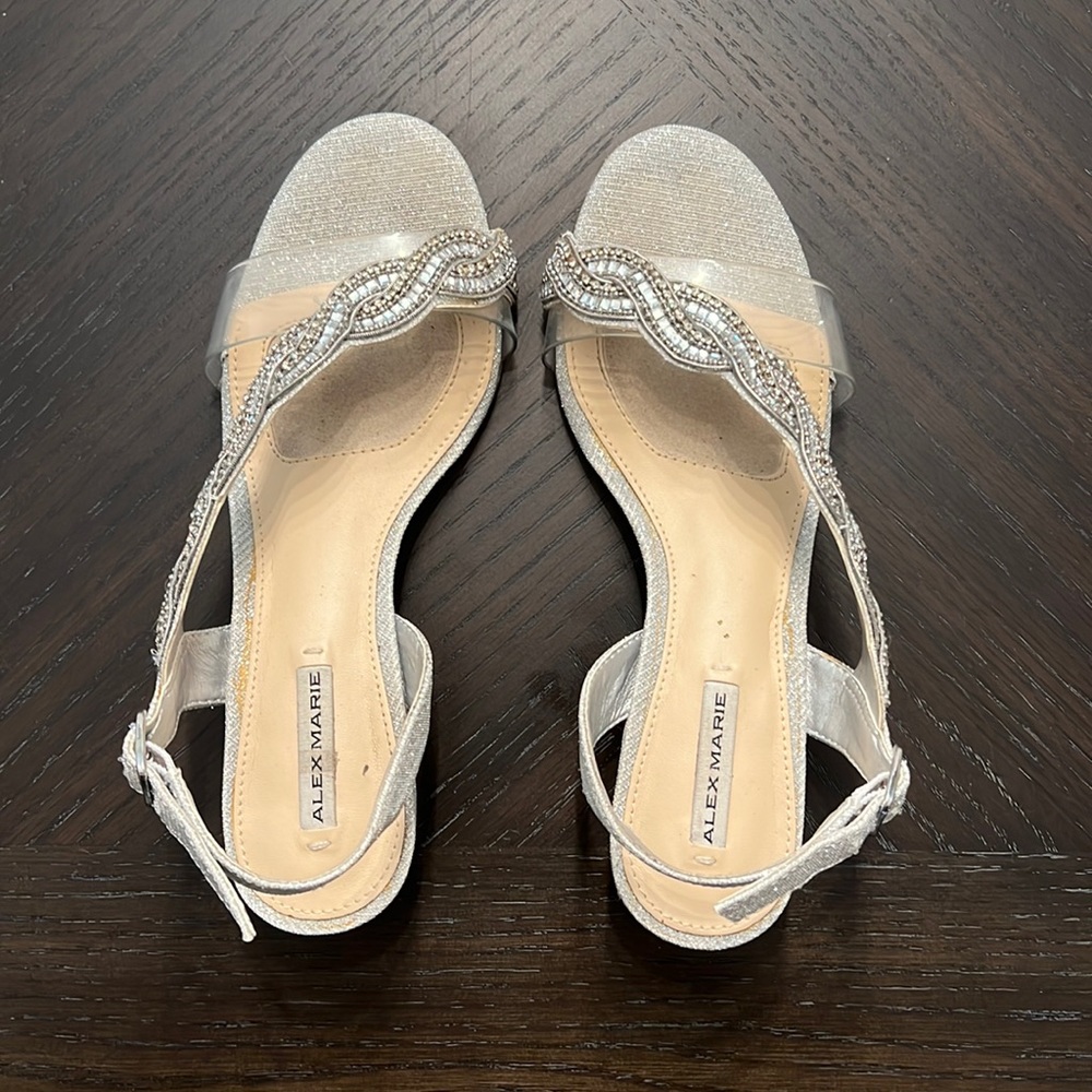 Alex Marie Silver Jeweled Heels